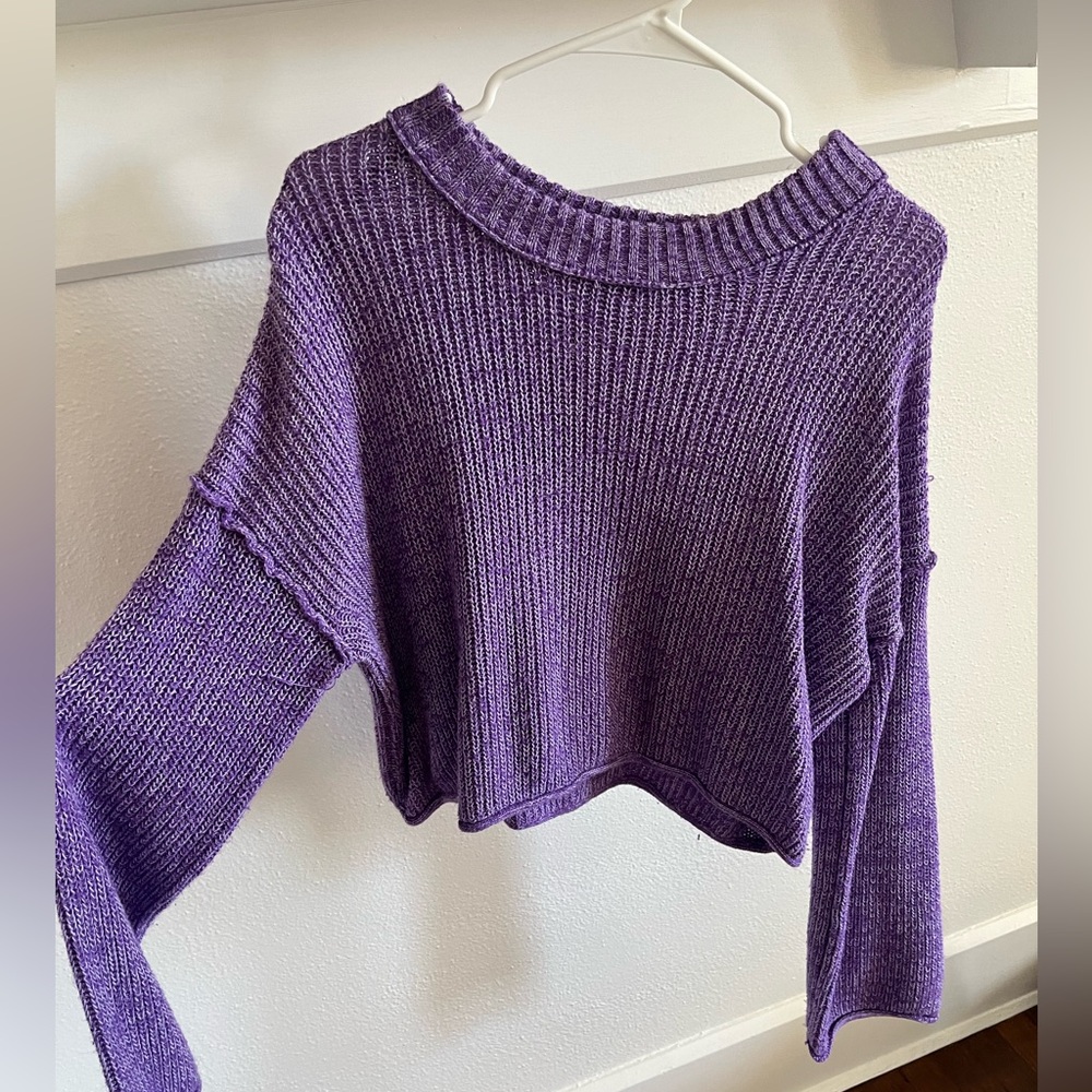 Purple Knit Women's Crop Sweater